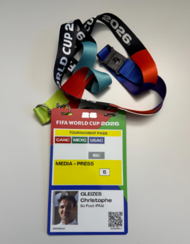 FIFA-ackreditering för den franske sportjournalisten Christophe Gleizes till fotbolls-VM 2026.